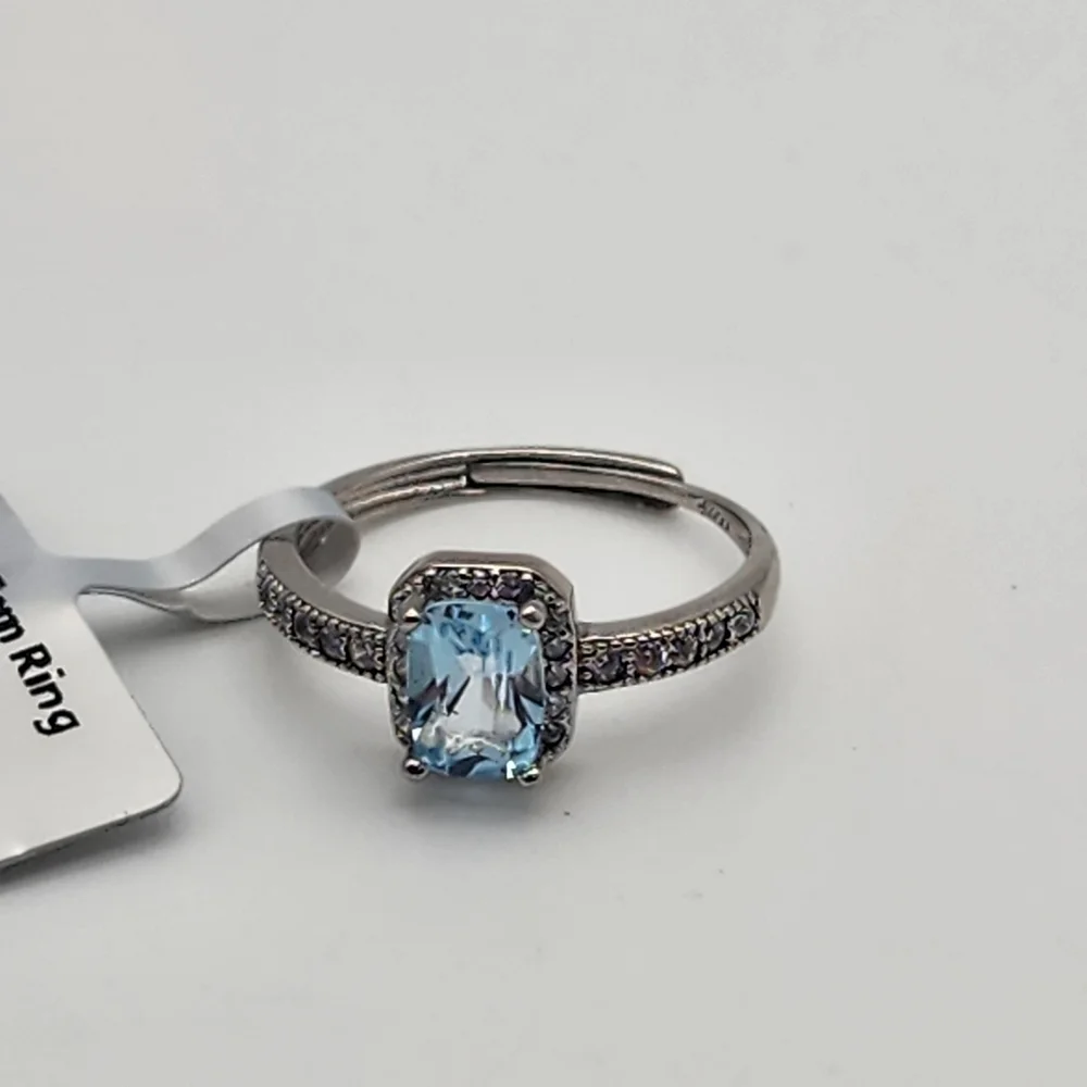 NWT Sterling Silver & Natural Sky Blue Topaz Adjustable Ring - Picture 5 of 7